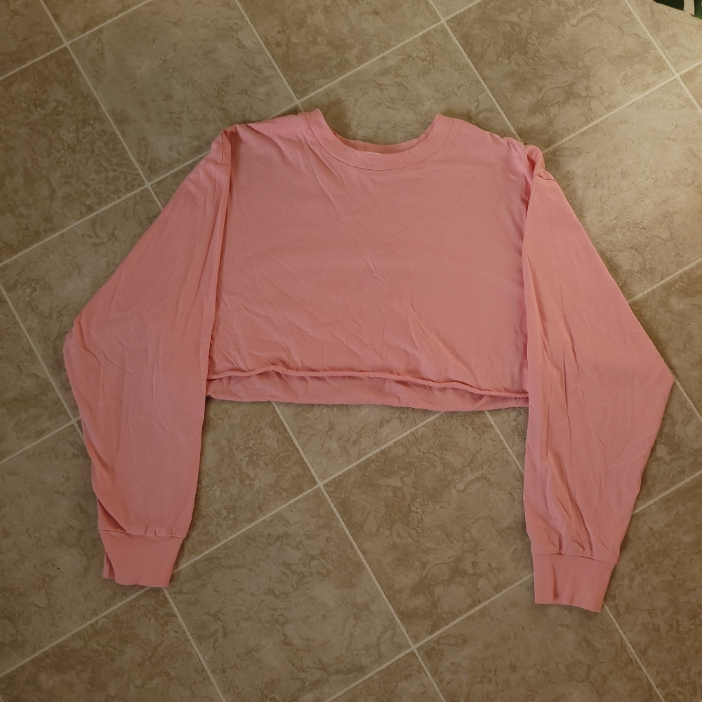 Aritzia Light Pink Cropped Longsleeve Top